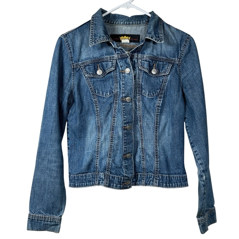Vintage Todd Oldham Blue Denim Trucker Jacket Women's Size M 90s Y2K
